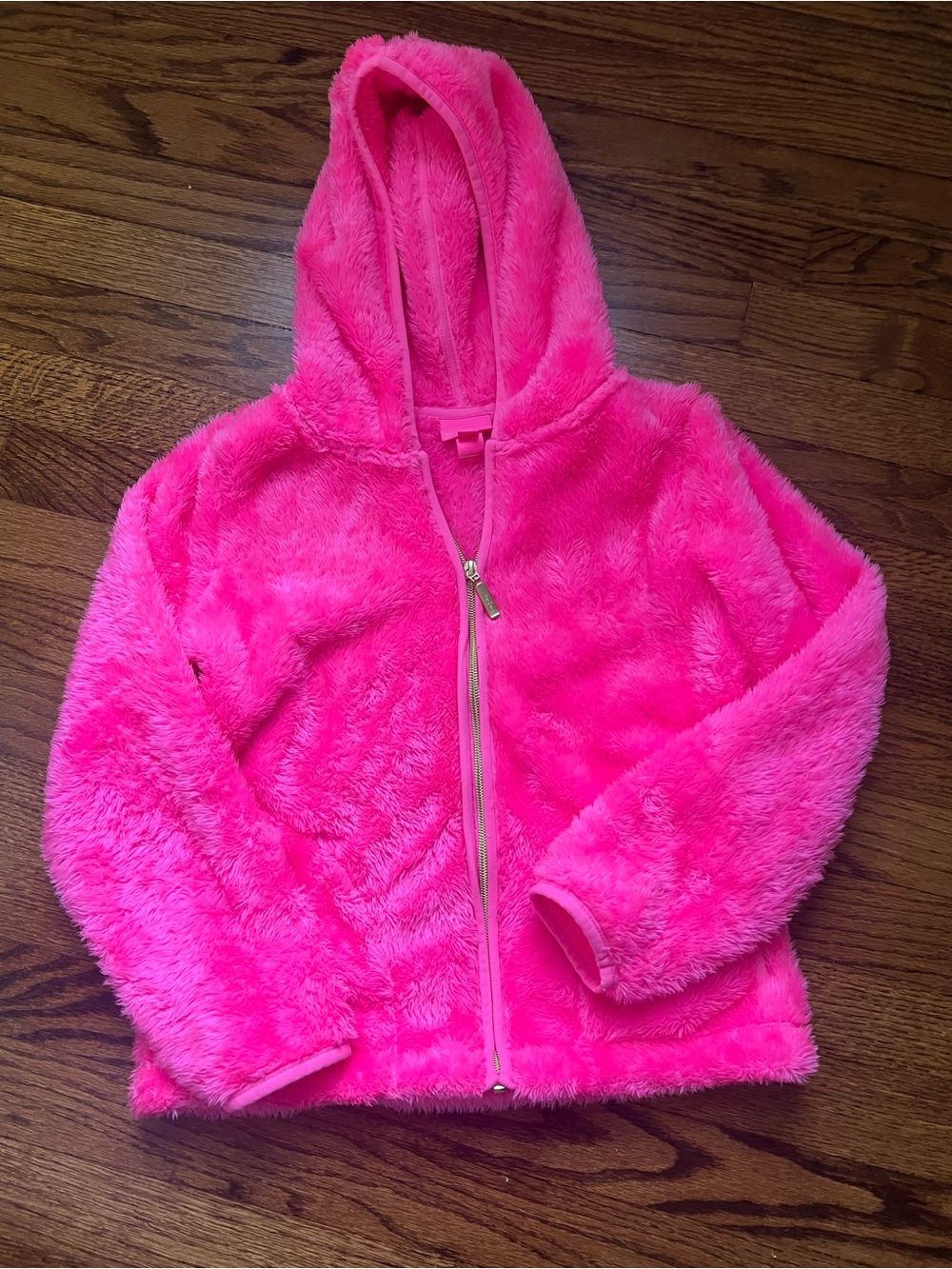Lilly Pulitzer Girls Plush Hooded Zip Jacket - Hot Pink